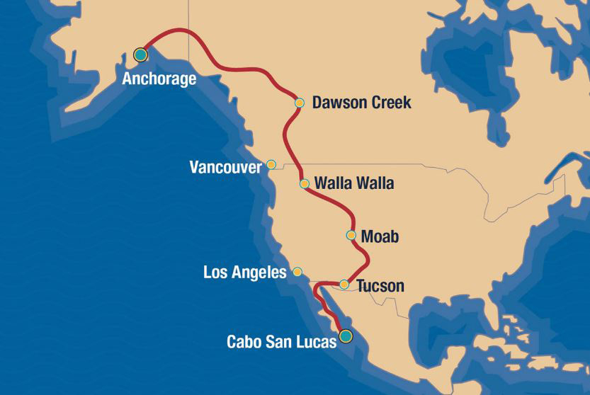 Alaska to Mexico Map
