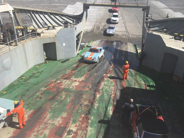 Porsche loading on the ferry