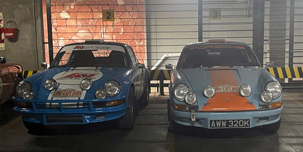 a pair of Porsches