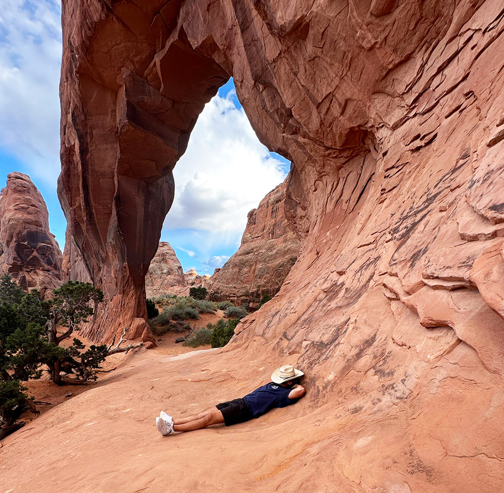 resting near an arch