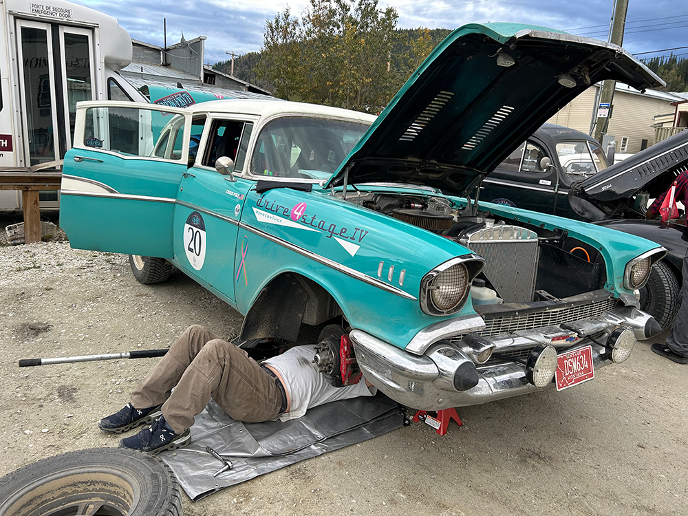 Chris working on the oil pan