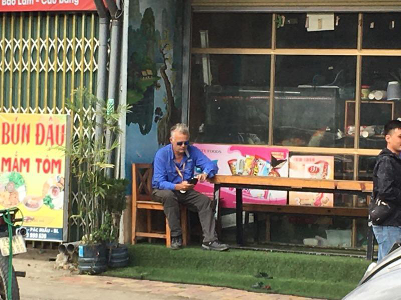 Chris at a coffee shop