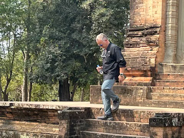 Chris going down the steps