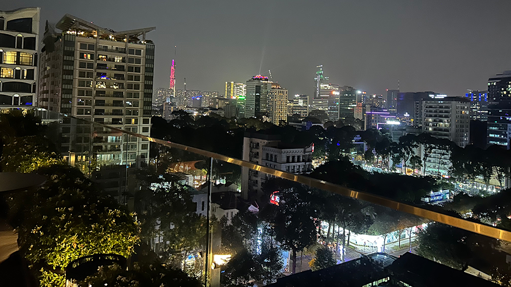 view of the city at night