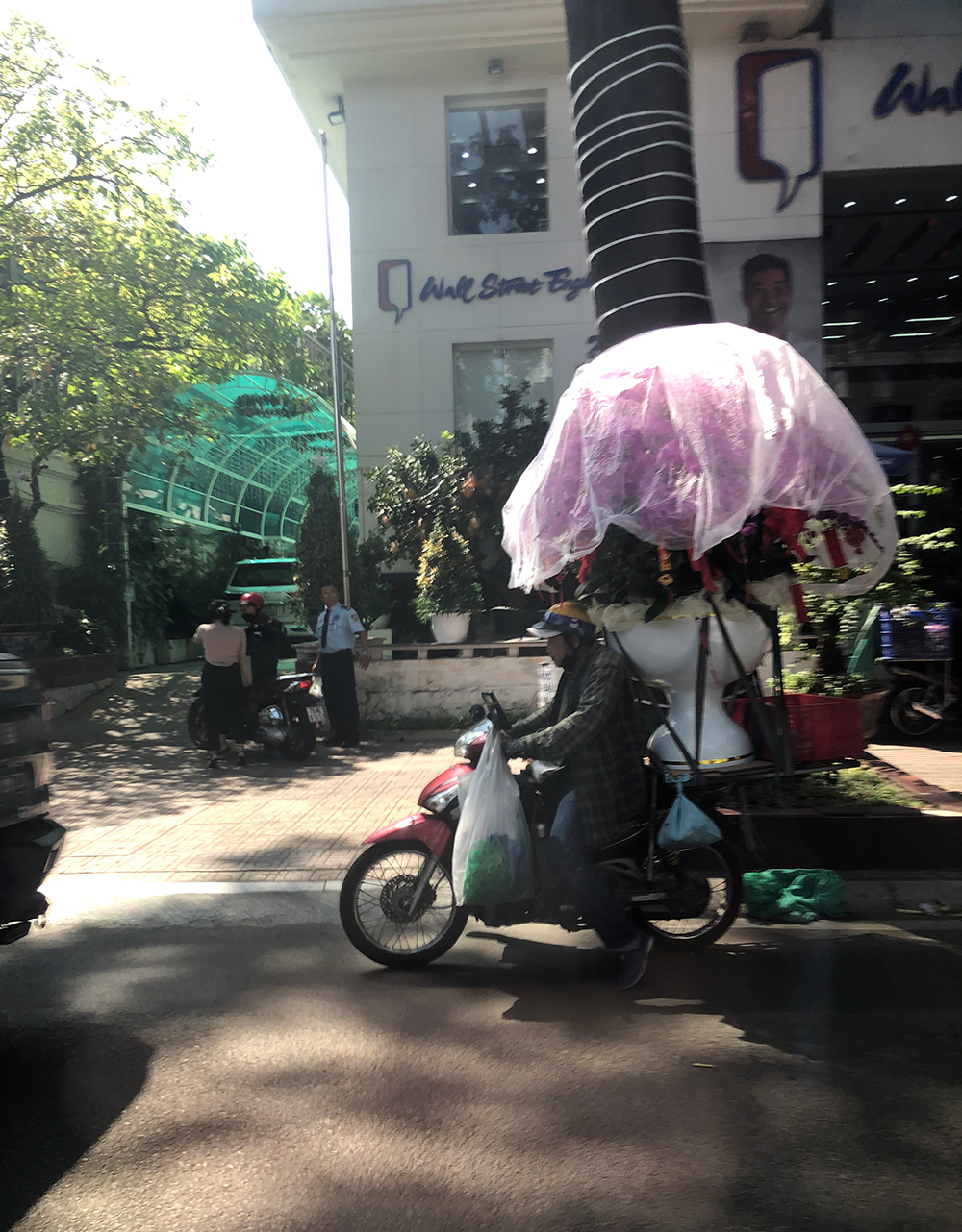 Flowers on a motorbike