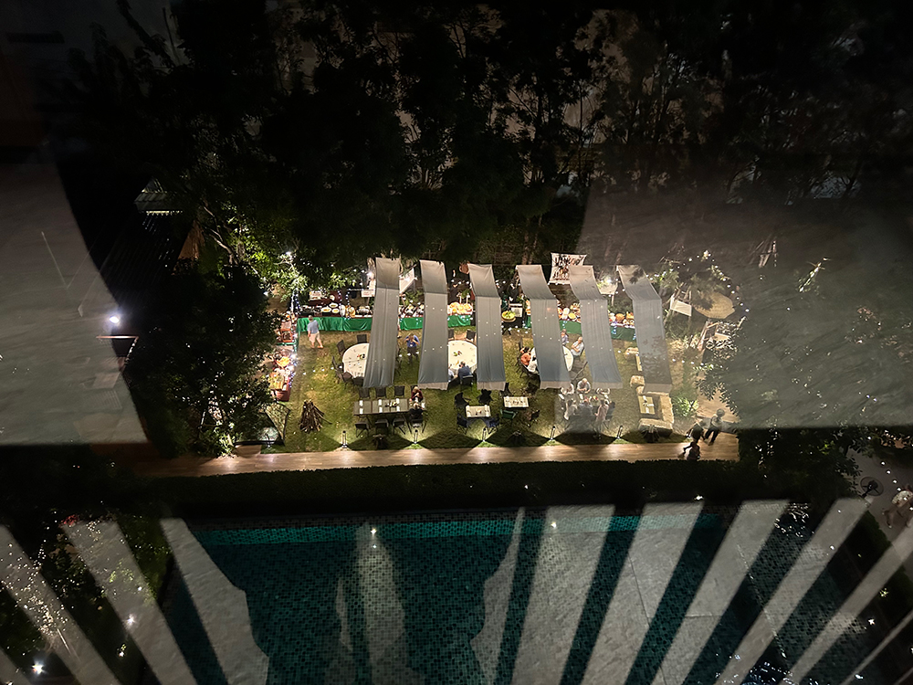 Nightime window view