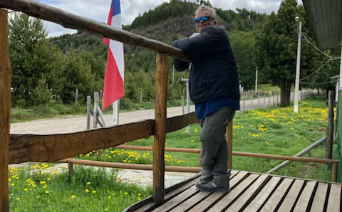 Chris waiting at the Border Station