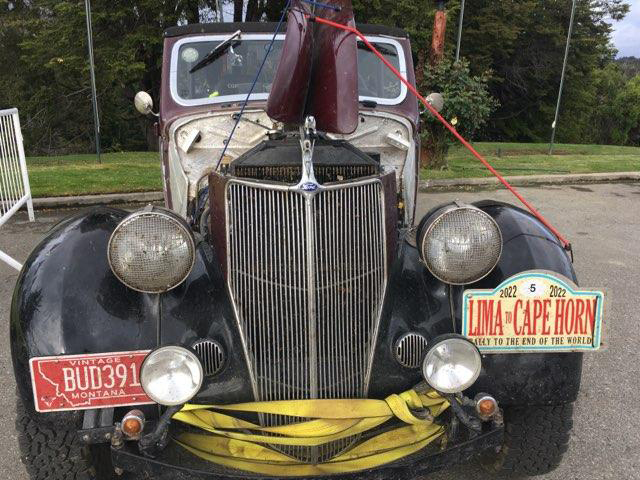 Ford with the hood open