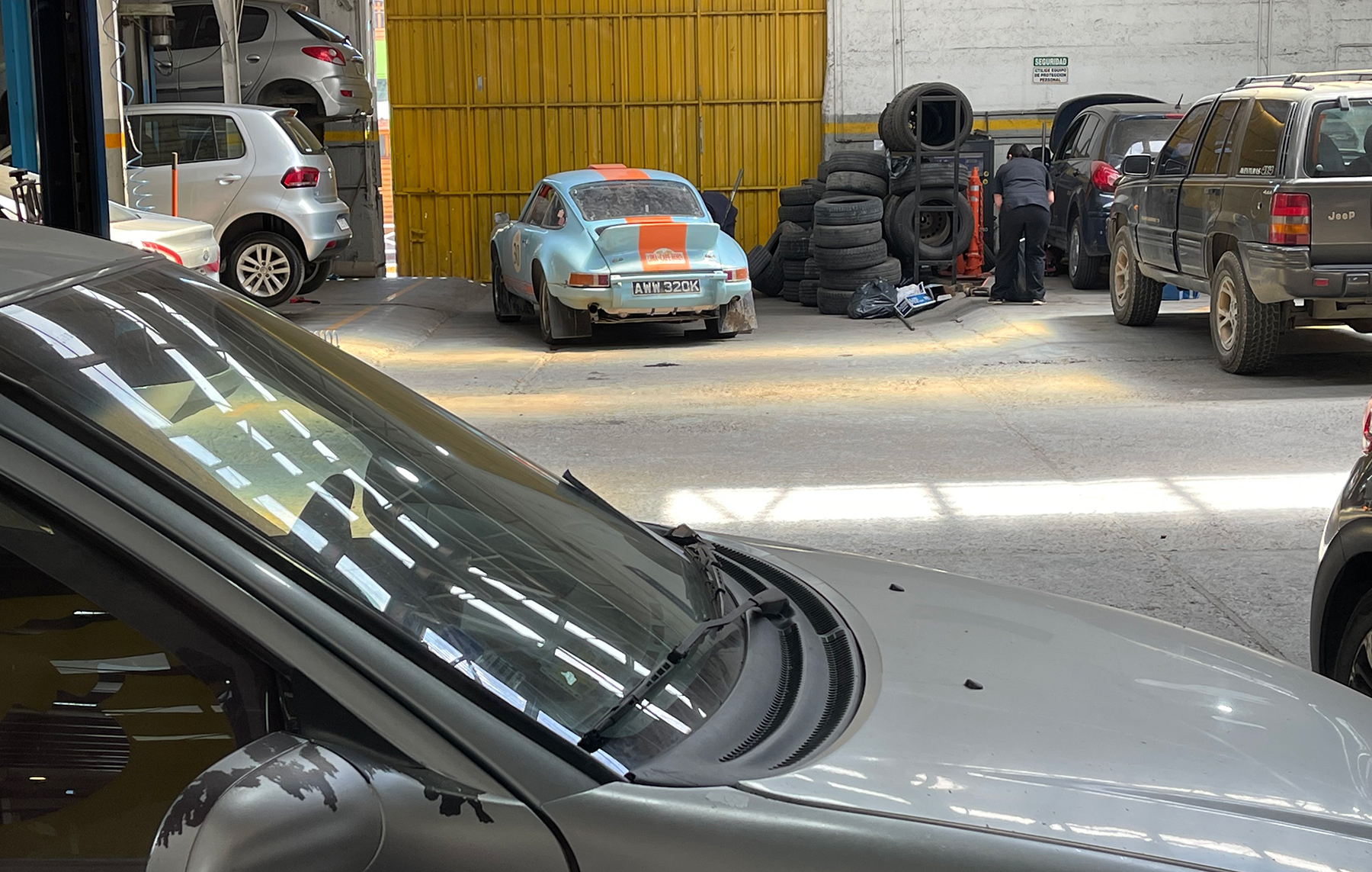 at the tire shop