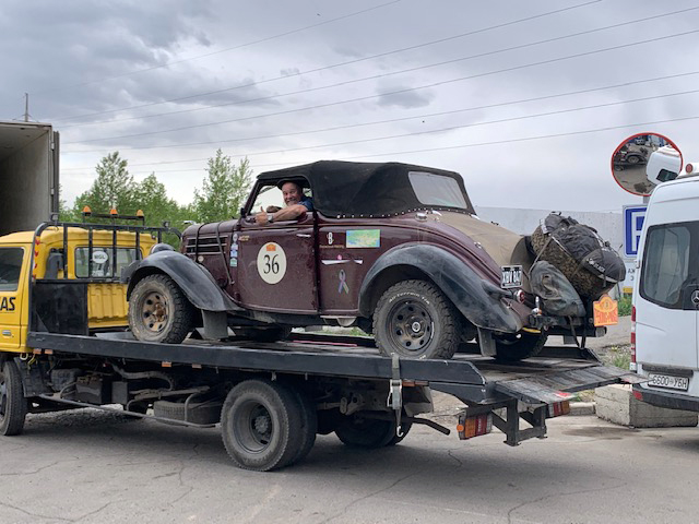 Ford on a flatbed